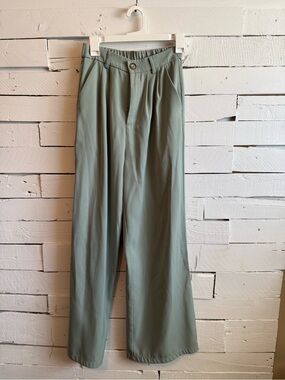 Boheme Pleated Wide Leg Pants — Sage Green